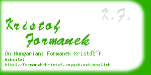 kristof formanek business card